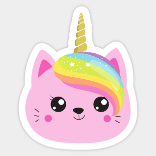 Unicorn Cat, Little Cat, Pink Cat, Cute Cat, Kitty Sticker